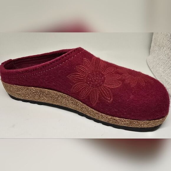 VGUC Haflinger 100% Wool Women's Burgundy Clogs 8 - 8 1/2"  39 Hard To Find - Picture 5 of 10